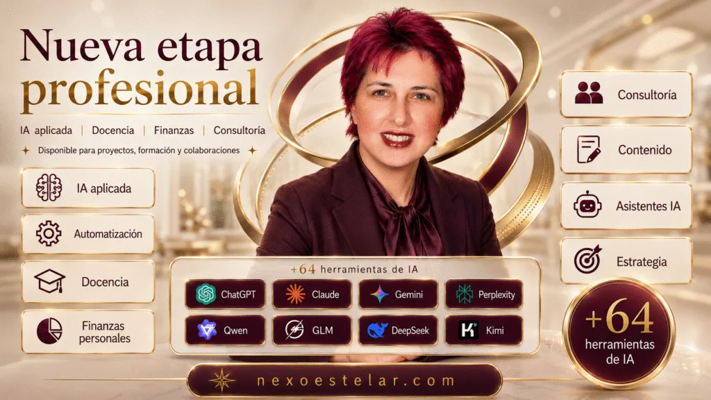 Sonia López Alfaro, creadora de Nexo Estelar, especialista en IA aplicada, docencia, automatización y formación.