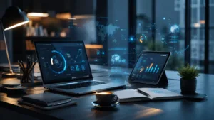 Nexo Estelar modern digital workspace with dashboards, analytics and AI technology.